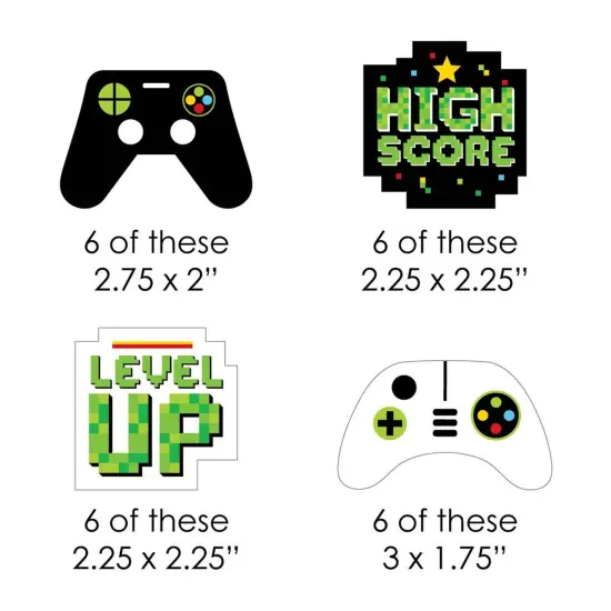 Big Dot of Happiness Game Zone - DIY Shaped Pixel Video Game Party or Birthday Party Cut-Outs - 24 Count {3}