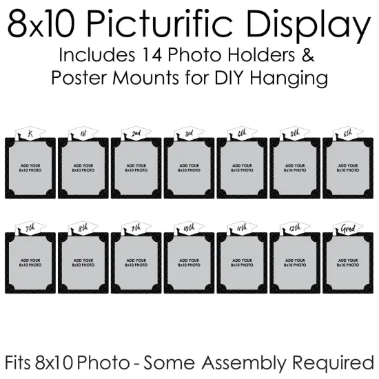 Big Dot of Happiness Black and White Graduation 8 x 10 inches K-12 School Photo Holder - DIY Party Decor - Picturific Display {6}