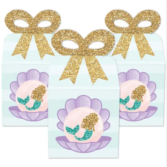 Big Dot of Happiness Let's Be Mermaids - Square Favor Gift Boxes - Baby Shower or Birthday Party Bow Boxes - Set of 12 {3}