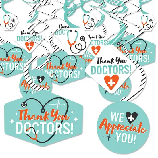 Big Dot of Happiness Thank You Doctors - Doctor Appreciation Week Hanging Decor - Party Decoration Swirls - Set of 40 {1}
