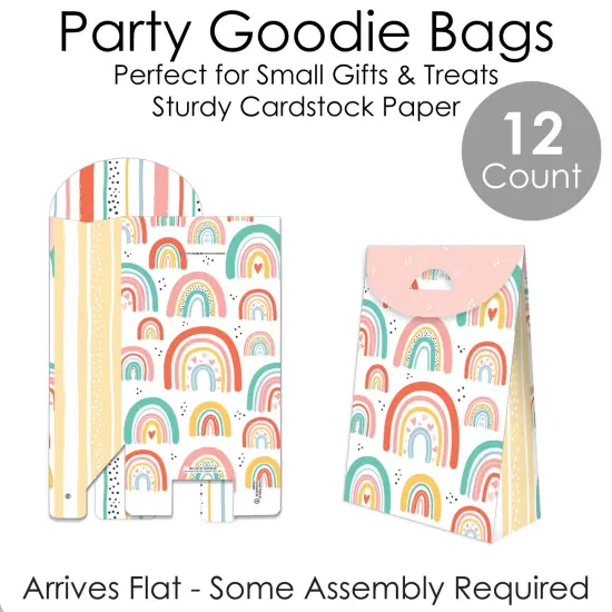 Big Dot of Happiness Hello Rainbow - Boho Baby Shower and Birthday Gift Favor Bags - Party Goodie Boxes - Set of 12 {7}