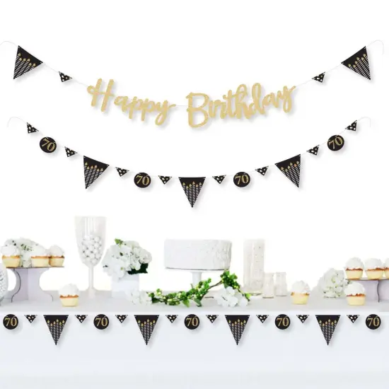 Big Dot of Happiness Adult 70th Birthday - Gold - Birthday Party Letter Banner Decor - 36 Cutouts & No-Mess Real Gold Glitter Happy Birthday Letters {3}