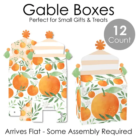 Big Dot of Happiness Little Clementine - Treat Box Party Favors - Orange Citrus Baby Shower or Birthday Party Goodie Gable Boxes - Set of 12 {7}