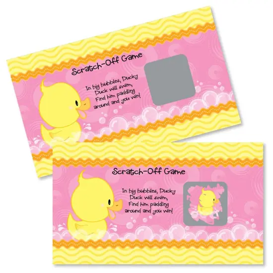 Big Dot of Happiness Pink Ducky Duck - Girl Baby Shower or Birthday Party Game Scratch Off Cards - 22 Count {1}