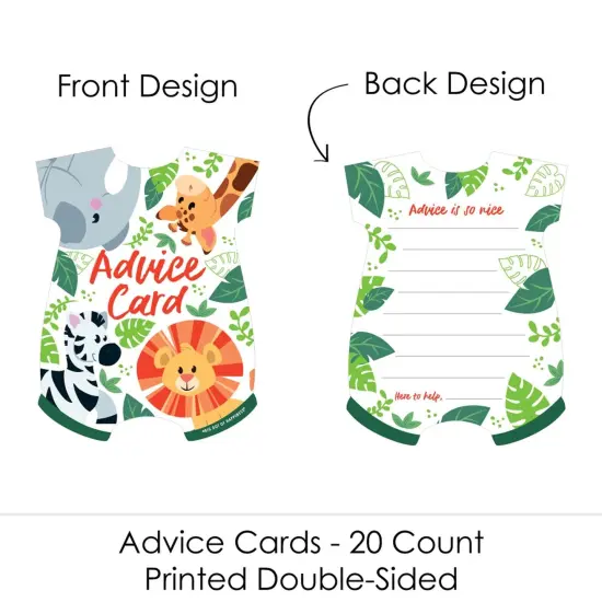 Big Dot of Happiness Jungle Party Animals - Baby Bodysuit Wish Card Safari Zoo Animal Baby Shower Activities - Shaped Advice Cards Game - Set of 20 {4}