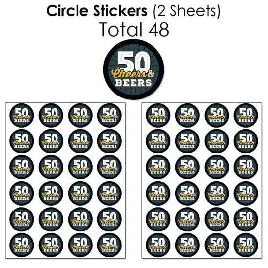 Big Dot of Happiness Cheers and Beers to 50 Years - 50th Birthday Party Candy Favor Sticker Kit - 304 Pieces {7}