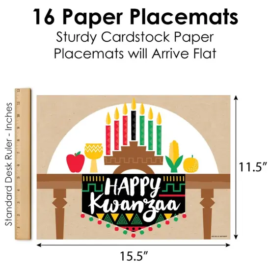 Big Dot of Happiness Happy Kwanzaa - Party Table Decorations - Placemats - Set of 16 {6}