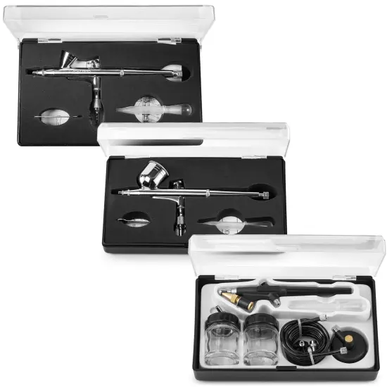 PointZero Airbrush Dual Action Airbrush Kit with 3 Airbrushes {5}