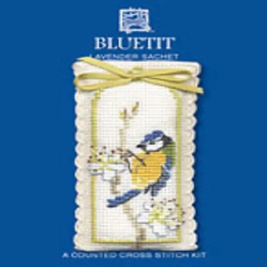Bluetit Lavender Sachet: A Counted Cross Stitch Kit Multicolor {1}