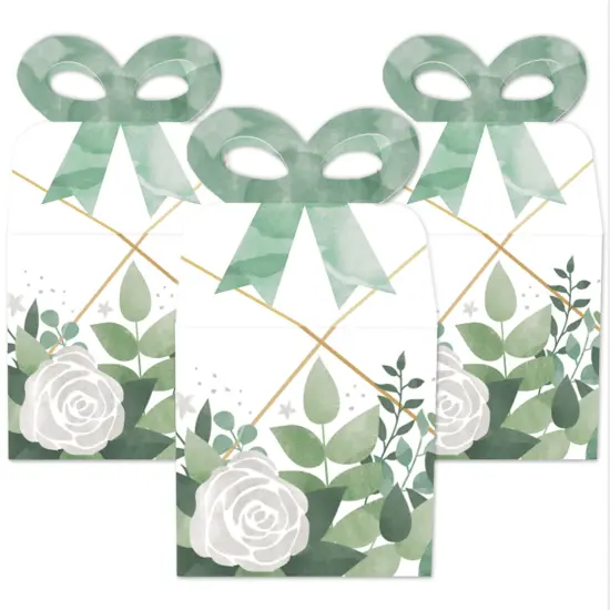 Big Dot of Happiness Boho Botanical - Square Favor Gift Boxes - Greenery Party Bow Boxes - Set of 12 {3}