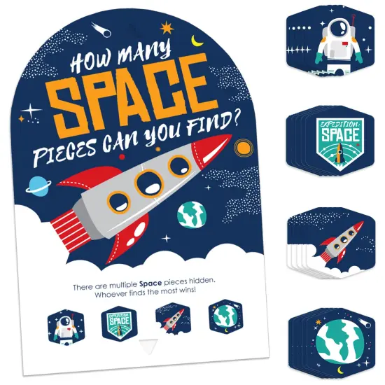 Big Dot of Happiness Blast Off to Outer Space - Rocket Ship Baby Shower or Birthday Party Scavenger Hunt 1 Stand and 48 Game Pieces Hide and Find Game {1}