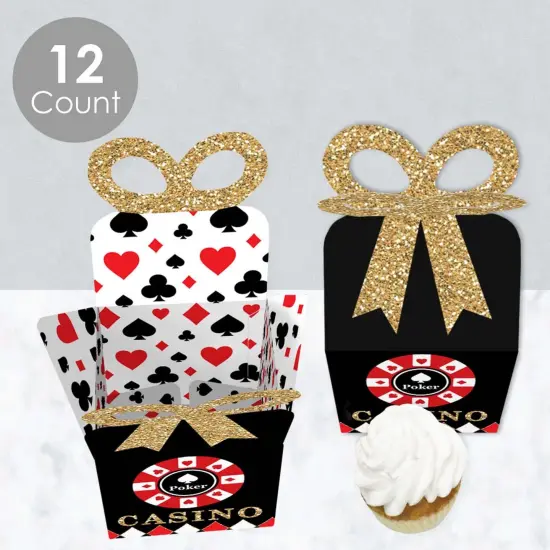 Big Dot of Happiness Las Vegas - Square Favor Gift Boxes - Casino Party Bow Boxes - Set of 12 {4}