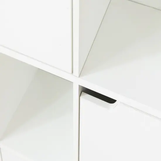 9 Cube Wooden Organizer With 5 Enclosed Doors and 4 Shelves White {5}