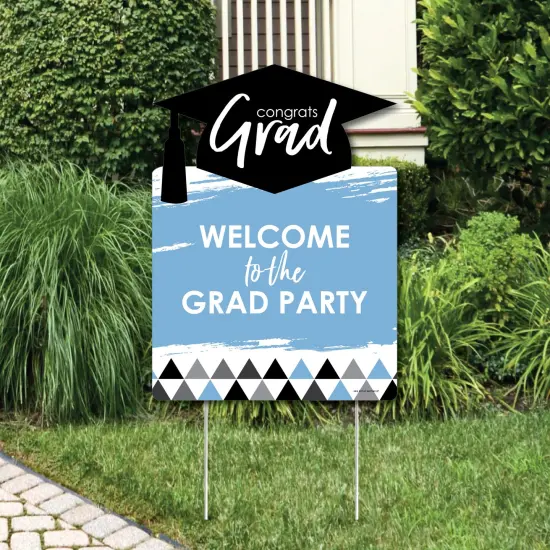 Big Dot of Happiness Light Blue Graduation Party Decorations - Grad Party Welcome Yard Sign {1}