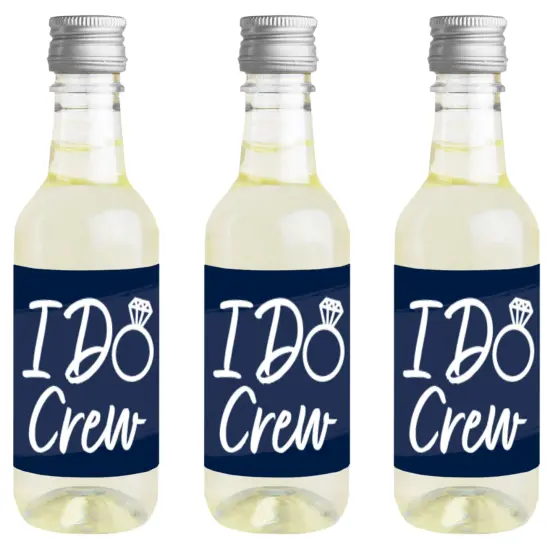 Big Dot of Happiness Navy Blue Elegantly Simple - Mini Wine & Champagne Bottle Label Stickers - Wedding or Bridal Shower Guest Party Favor Gift 16 Ct {1}