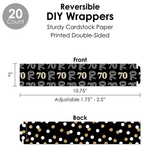 Big Dot of Happiness Adult 70th Birthday - Gold - Birthday Party Favors and Cupcake Kit - Fabulous Favor Party Pack - 100 Pieces {4}