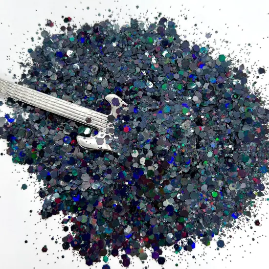 Fly Me to the Moon Grey Holographic Pixie for Poxy Chunky Glitter Mix {1}