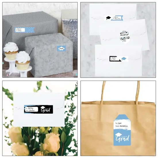 Big Dot of Happiness Light Blue Grad Best is Yet to Come Assorted Graduation Party Gift Tag Labels To & From Stickers 12 Sheets 120 Stickers {7}