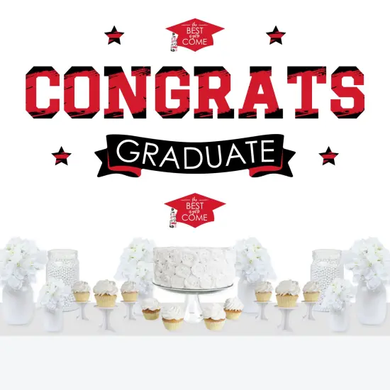 Big Dot of Happiness Red Graduation Party Photo Backdrop - Wall Decals {1}