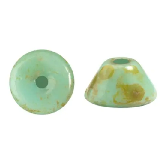 Konos Par Puca&reg; Czech glass bead, Frost Jade Travertin, 10 grams {1}