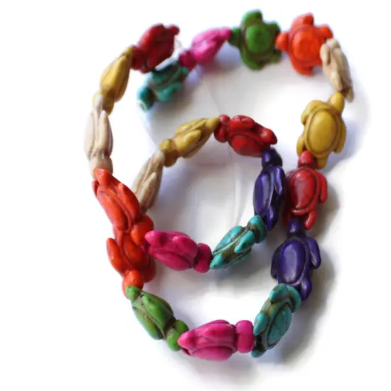 22 18mm Howlite Turtle Beads Gemstone Beads Dyed Mixed Color Beads bB1 {3}