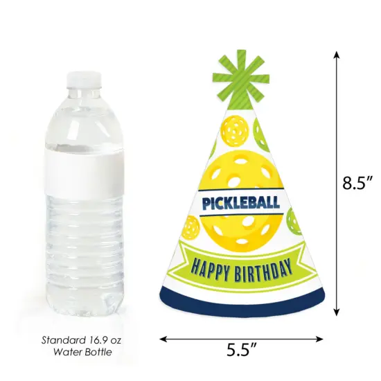 Big Dot of Happiness Let&rsquo;s Rally - Pickleball - Cone Happy Birthday Party Hats for Kids and Adults - Set of 8 (Standard Size) {4}