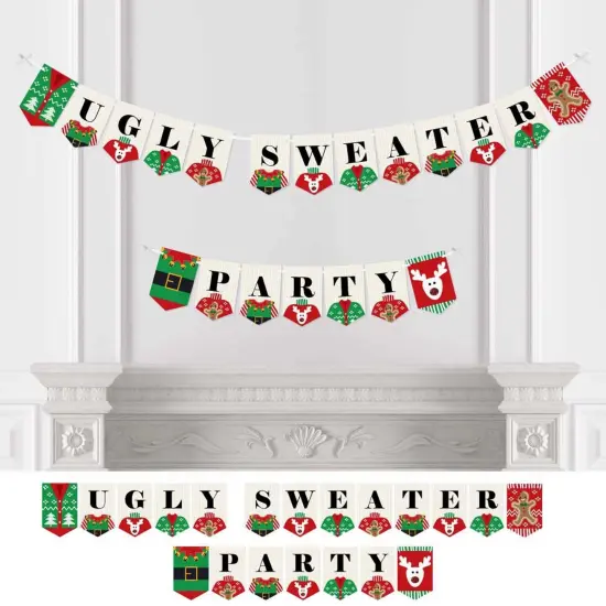 Big Dot of Happiness Ugly Sweater - Holiday and Christmas Party Bunting Banner - Party Decorations - Ugly Sweater Party {1}