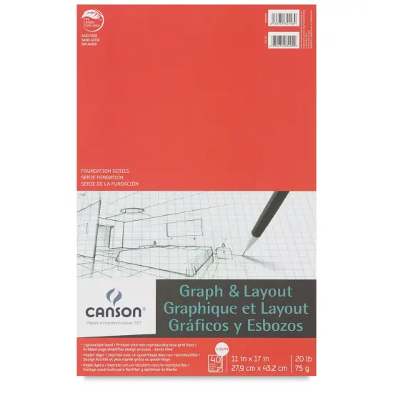Canson Foundation Graph Pad - 11" x 17", 4" x 4" Grid, 40 Sheets {2}