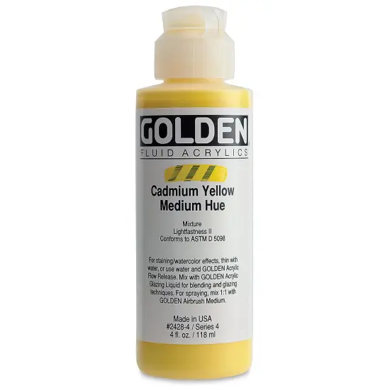 Golden Fluid Acrylics - Cadmium Yellow Medium Hue, 4 oz bottle {2}