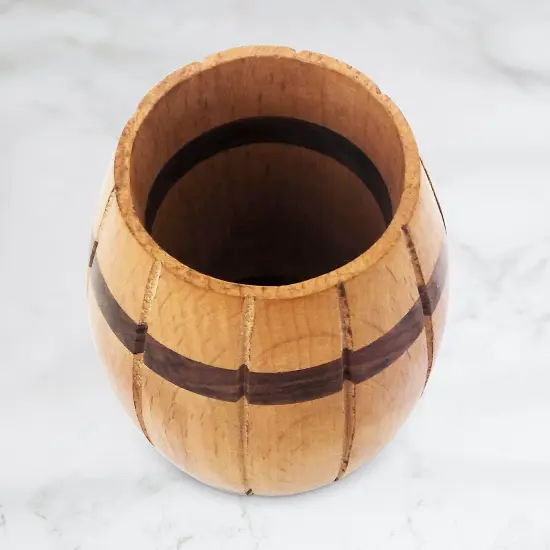 Decorative Wine Barrel Shaped Wooden Pen Holder for Office Desk, or Entryway {5}