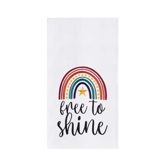 Free To Shine Rainbow Pride Cotton Kitchen Dishtowel - Pride {1}
