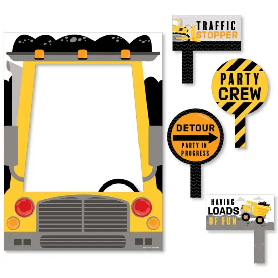 Big Dot of Happiness Dig It - Construction Party Zone - Baby Shower or Birthday Selfie Photo Booth Picture Frame & Props - Printed on Sturdy Material {7}