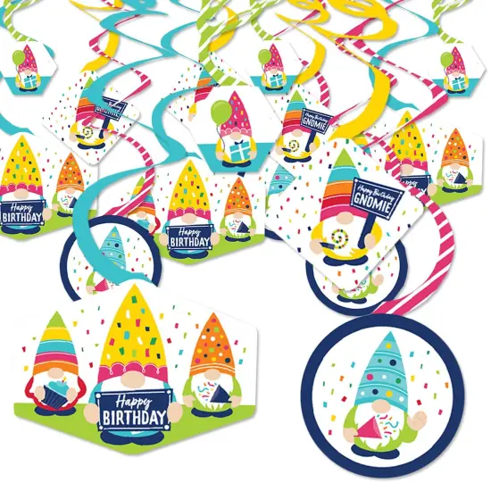 Big Dot of Happiness Gnome Birthday - Happy Birthday Party Hanging Decor - Party Decoration Swirls - Set of 40 {1}