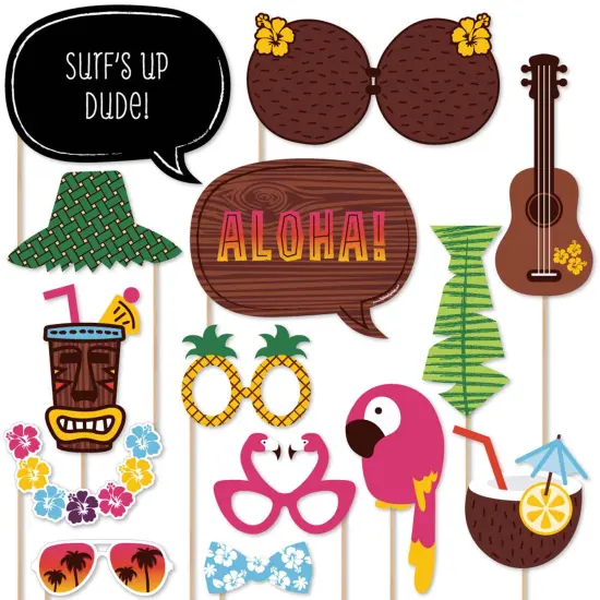 Big Dot of Happiness Tiki Luau - Tropical Hawaiian Summer Party Photo Booth Props Kit - 20 Count {1}
