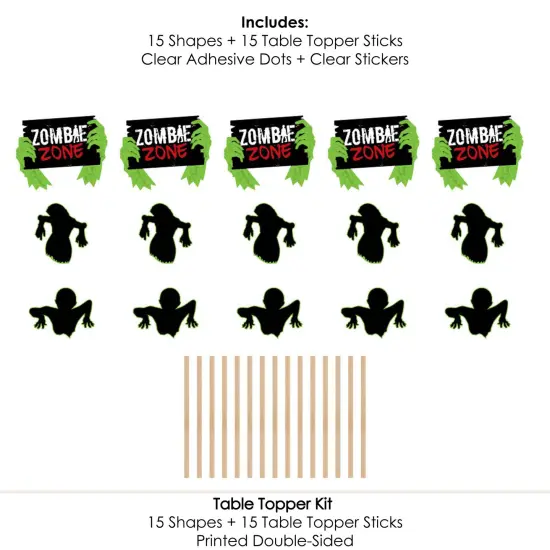 Big Dot of Happiness Zombie Zone - Halloween or Birthday Zombie Crawl Party Centerpiece Sticks - Table Toppers - Set of 15 {7}