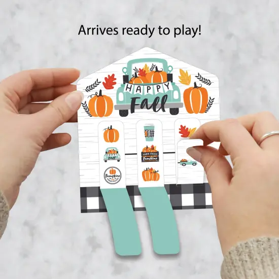 Big Dot of Happiness Happy Fall Truck - Harvest Pumpkin Party Game Pickle Cards - Pull Tabs 3-in-a-Row - Set of 12 {3}
