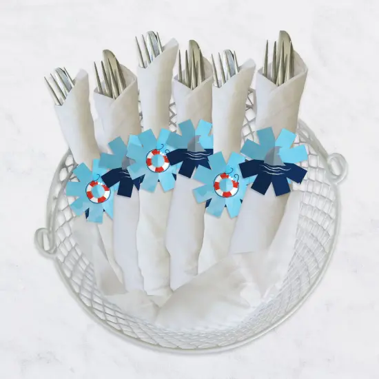 Big Dot of Happiness Shark Zone - Jawsome Shark Party or Birthday Party Paper Napkin Holder - Napkin Rings - Set of 24 {4}