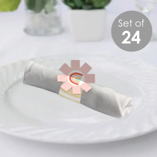 Big Dot of Happiness Hello Rainbow - Boho Baby Shower and Birthday Party Paper Napkin Holder - Napkin Rings - Set of 24 {3}