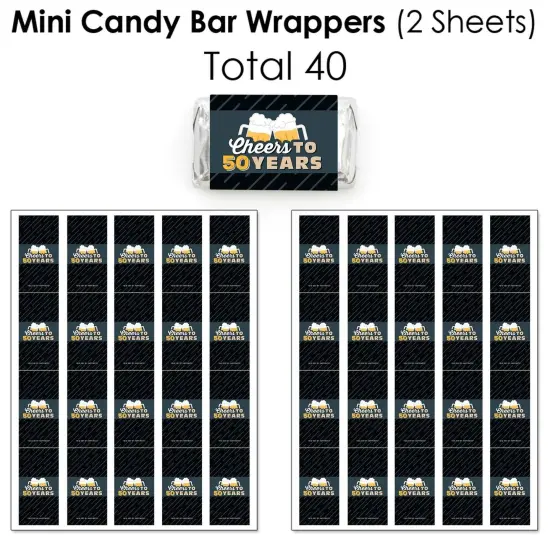 Big Dot of Happiness Cheers and Beers to 50 Years - 50th Birthday Party Candy Favor Sticker Kit - 304 Pieces {4}