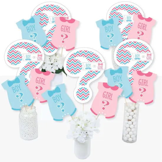 Big Dot of Happiness Chevron Gender Reveal - Gender Reveal Party Centerpiece Sticks - Table Toppers - Set of 15 {3}