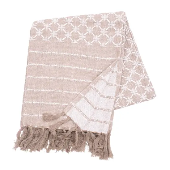 Markle Clay Woven 50" x 60" Throw Blanket with Fringe {1}