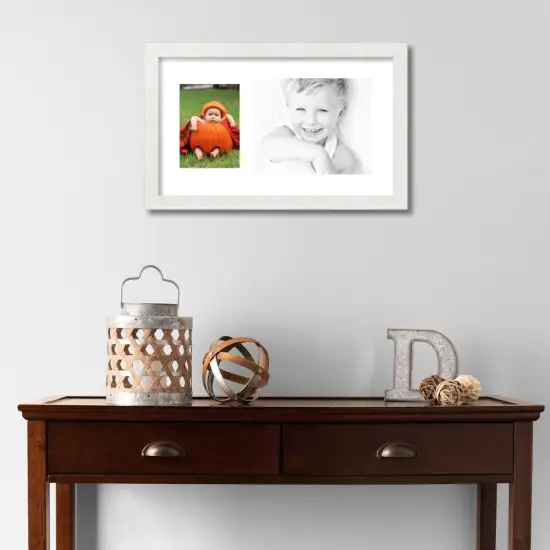 ArtToFrames Collage Photo Picture Frame with 1 - 5x7, 8x10 inch Openings, Framed in White with Over 62 Mat Color Options and Regular Glass (CSM-3966-166) {2}