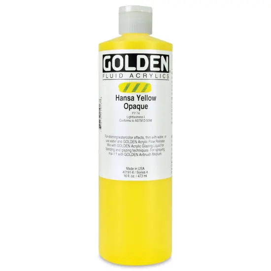 Golden Fluid Acrylics - Hansa Yellow Opaque, 16 oz bottle {1}