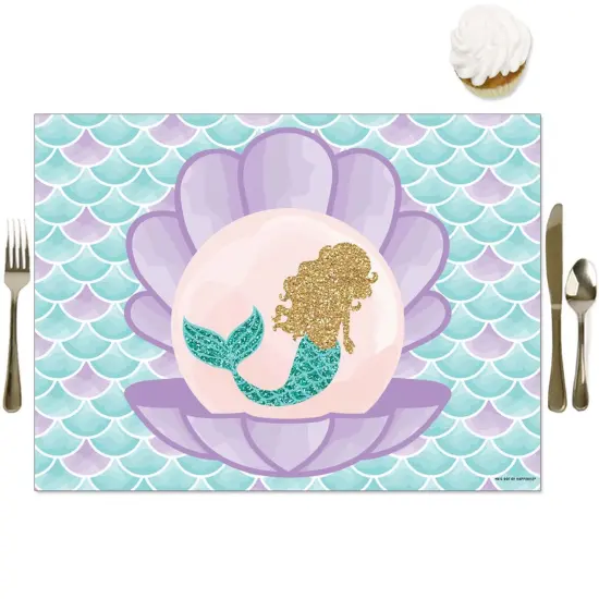 Big Dot of Happiness Let's Be Mermaids - Party Table Decorations - Baby Shower or Birthday Party Placemats - Set of 16 {1}