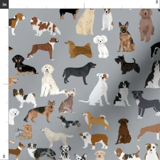 Various Fabrics by the Yard or Fat Quarter Dogs Watercolor Pets Animals Playroom Nursery Gray Custom Printed Fabric by Spoonflower {4}