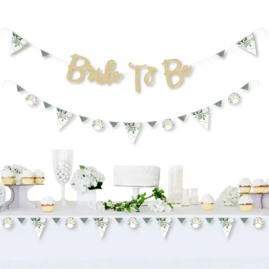 Big Dot of Happiness Boho Botanical Bride - Bridal Shower & Wedding Party - 36 Banner Cutouts & No-Mess Real Gold Glitter Bride-To-Be Banner Letters {3}