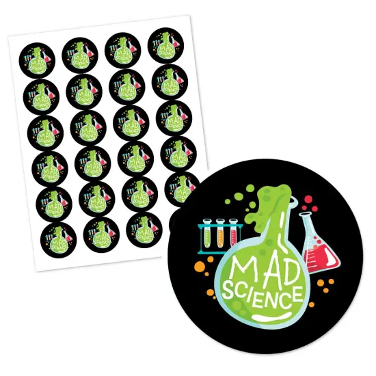 Big Dot of Happiness Scientist Lab - Baby Shower or Birthday Party Circle Sticker Labels - 24 Count {3}