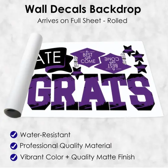 Big Dot of Happiness Purple Graduation Party Photo Backdrop - Wall Decals {7}