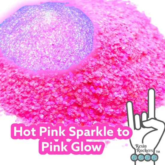 Glamour and Hot Pink Sparkle to Pink Glow in the Dark Pixie for Poxy Medium Chunky Glitter Mix {1}