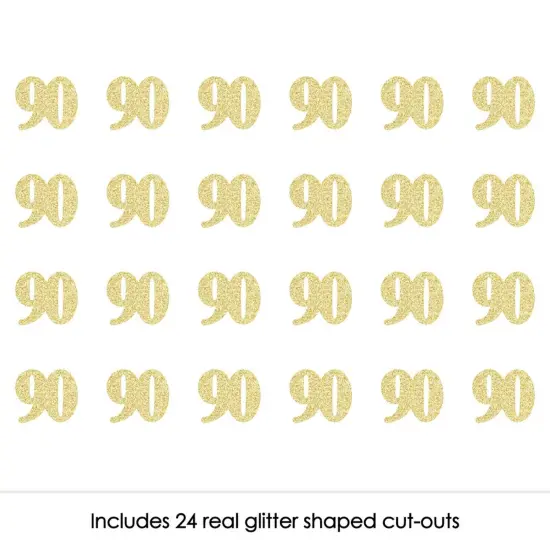 Big Dot of Happiness Gold Glitter 90 - No-Mess Real Gold Glitter Cut-Out Numbers - 90th Birthday Party Confetti - Set of 24 {3}